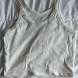 Chic White Ribbed Tank Top